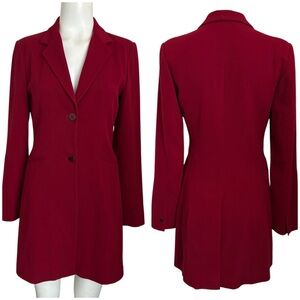 Gorgeous GERARD DAREL Red Longline Fitted Blazer Wool Jacket Sz 36 France 4-6